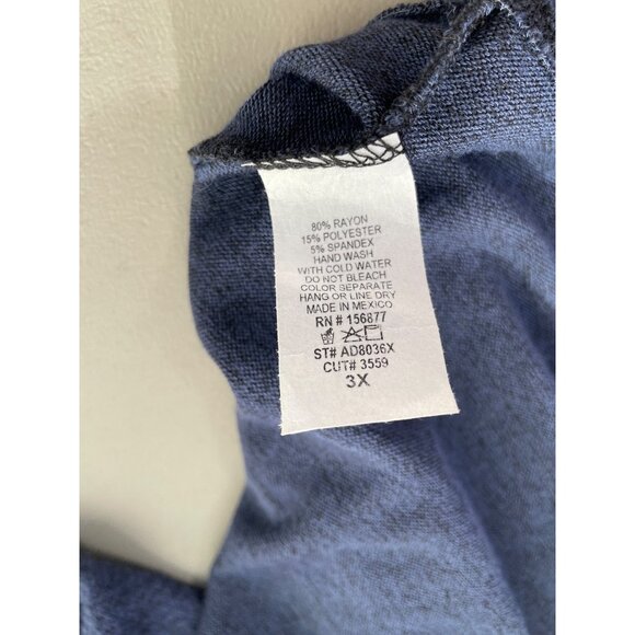 Story Teller Dress Plus Size 3X 2Fer Midi Bodycon Dress Sleeveless Navy Blue NEW - Picture 5 of 7